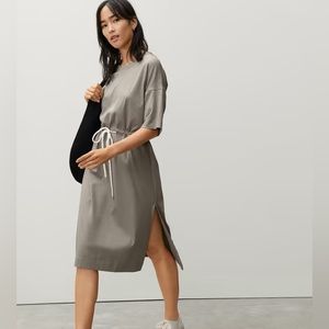 Everlane The Luxe Cotton Tie-Front Tee Dress